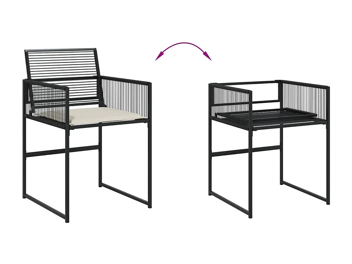 Ensemble à manger de jardin coussins 7 pcs noir résine tressée