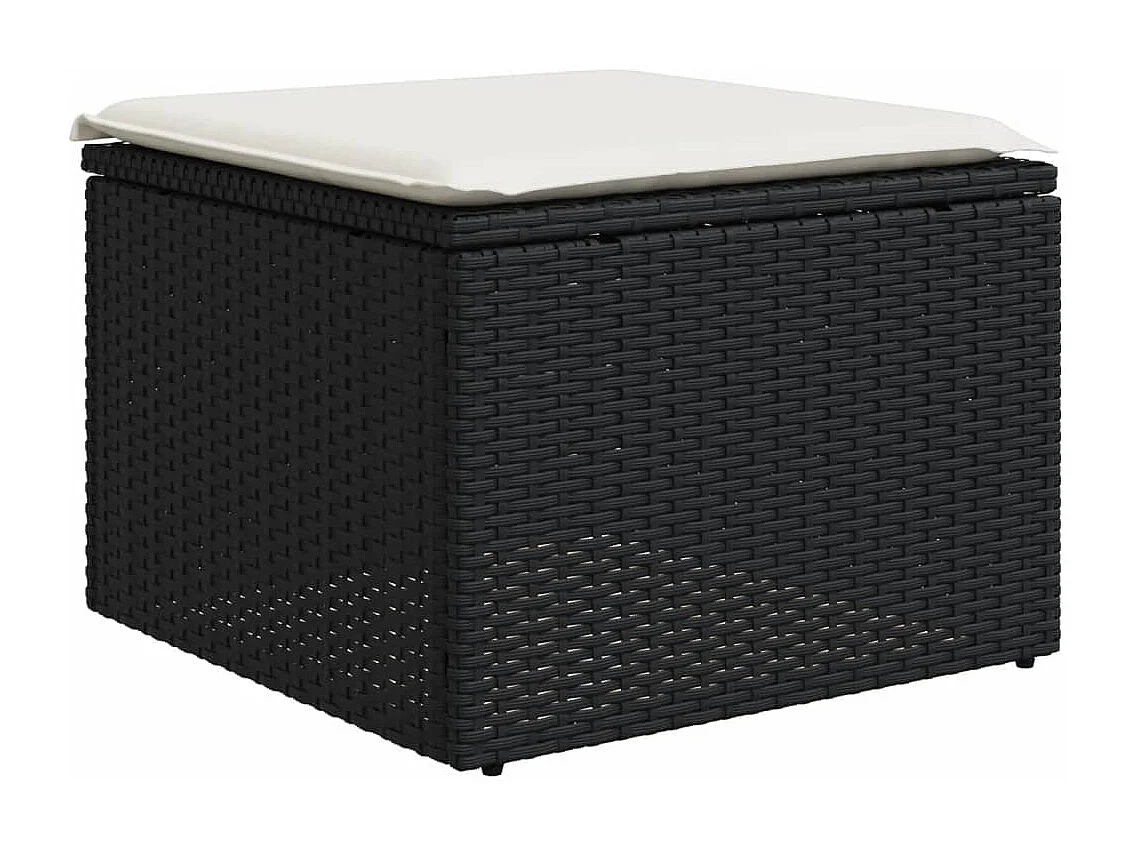 7-delige Loungeset met kussens poly rattan zwart