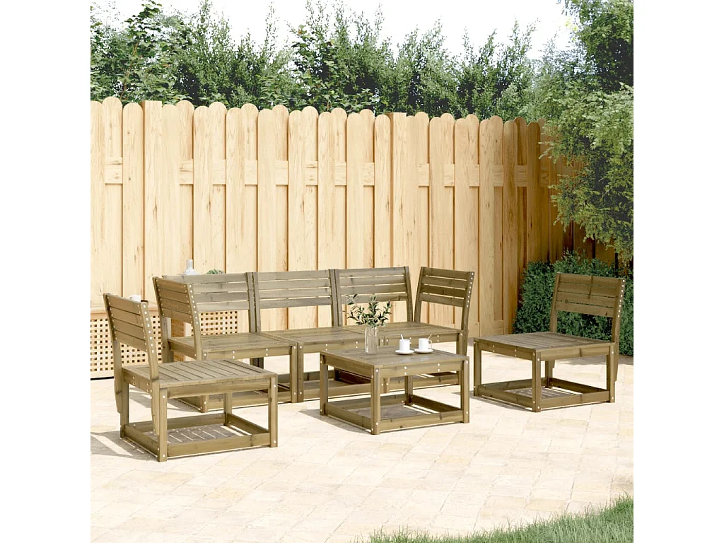 5 pcs conjunto de sofás para jardim madeira de pinho impregnada