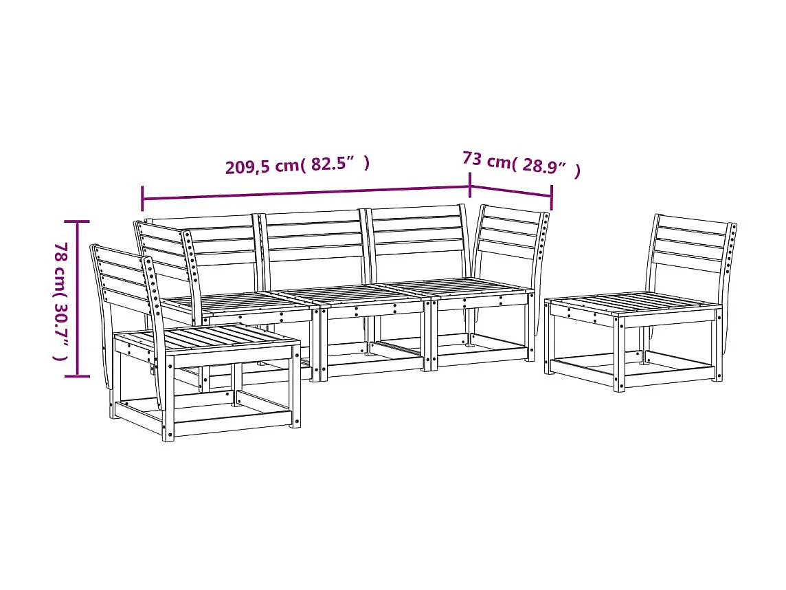 5 pcs conjunto de sofás para jardim madeira de pinho impregnada