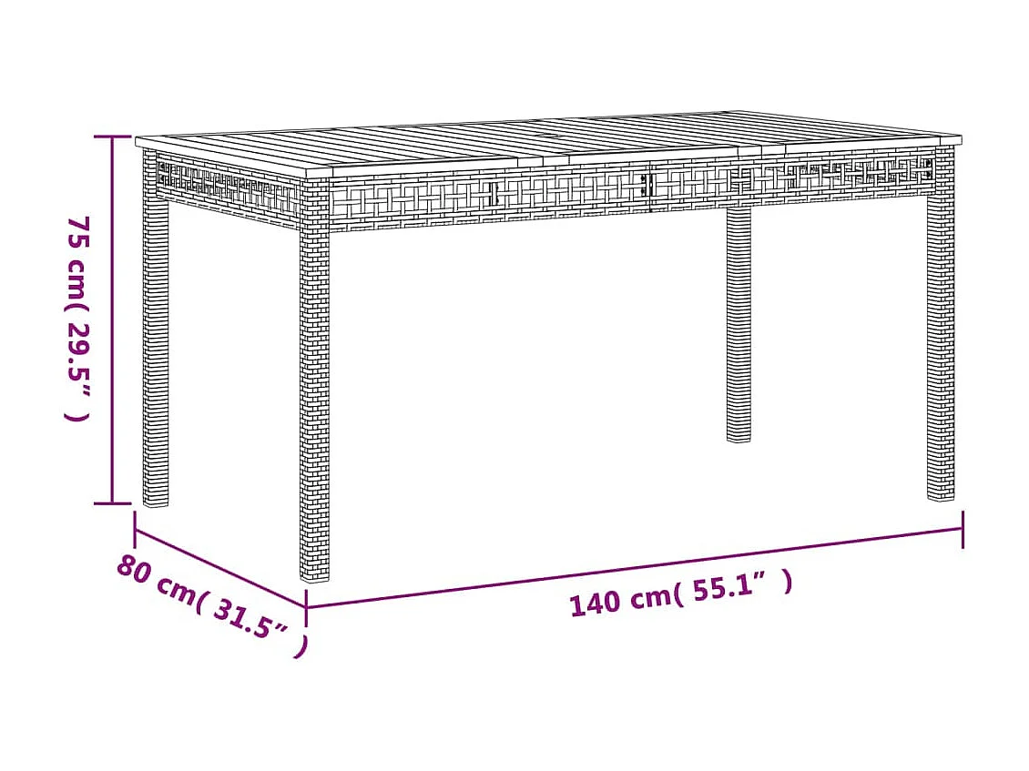 3 pcs conjunto de jantar p/ jardim com almofadões vime PE bege