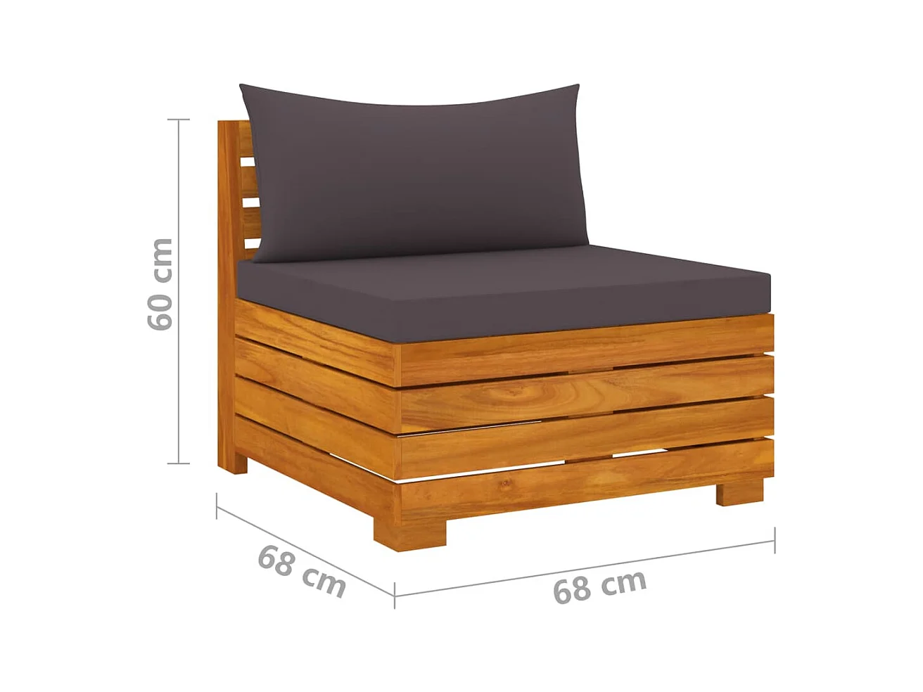 Salon de jardin 6 pcs avec coussins Bois d'acacia solide