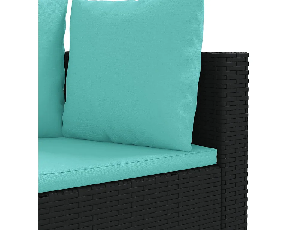 Set Divani da Giardino 10pz con Cuscini in Polyrattan Nero