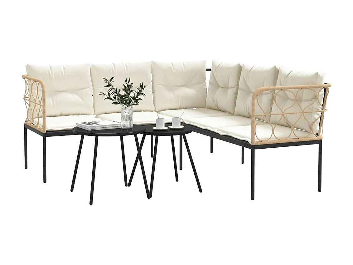 Ensemble de canapés de jardin et coussins noir acier textilène