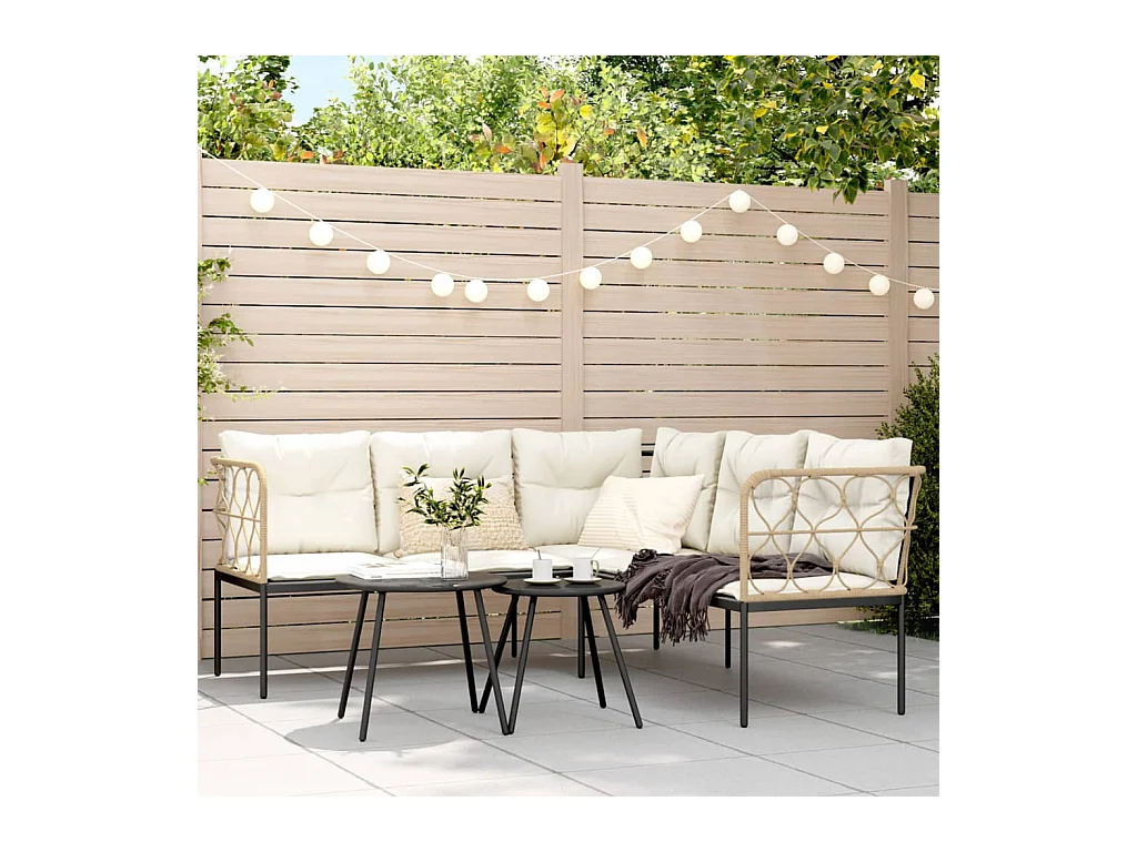 Loungeset met kussens staal en textileen zwart