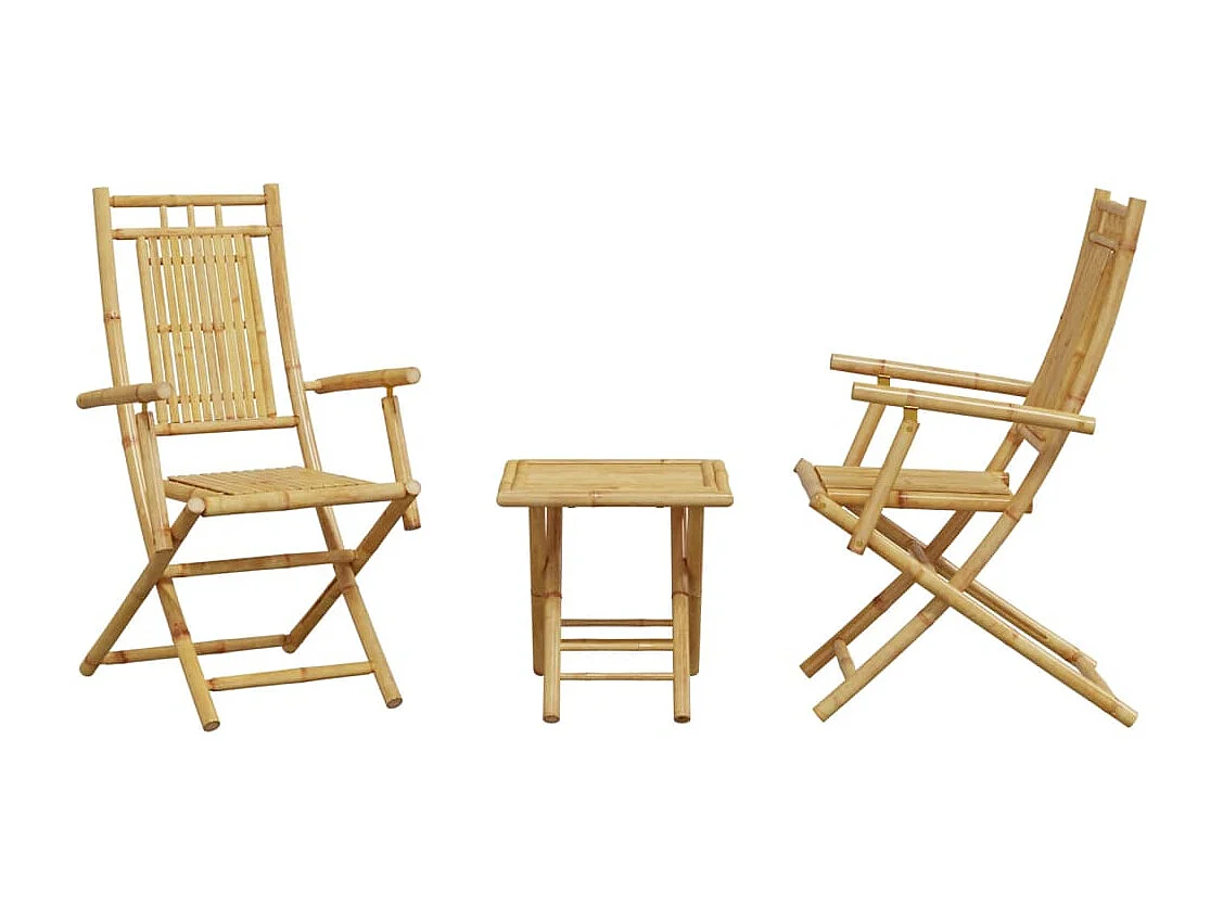 3-tlg. Bistro-Set Bambus