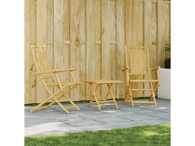 3-tlg. Bistro-Set Bambus