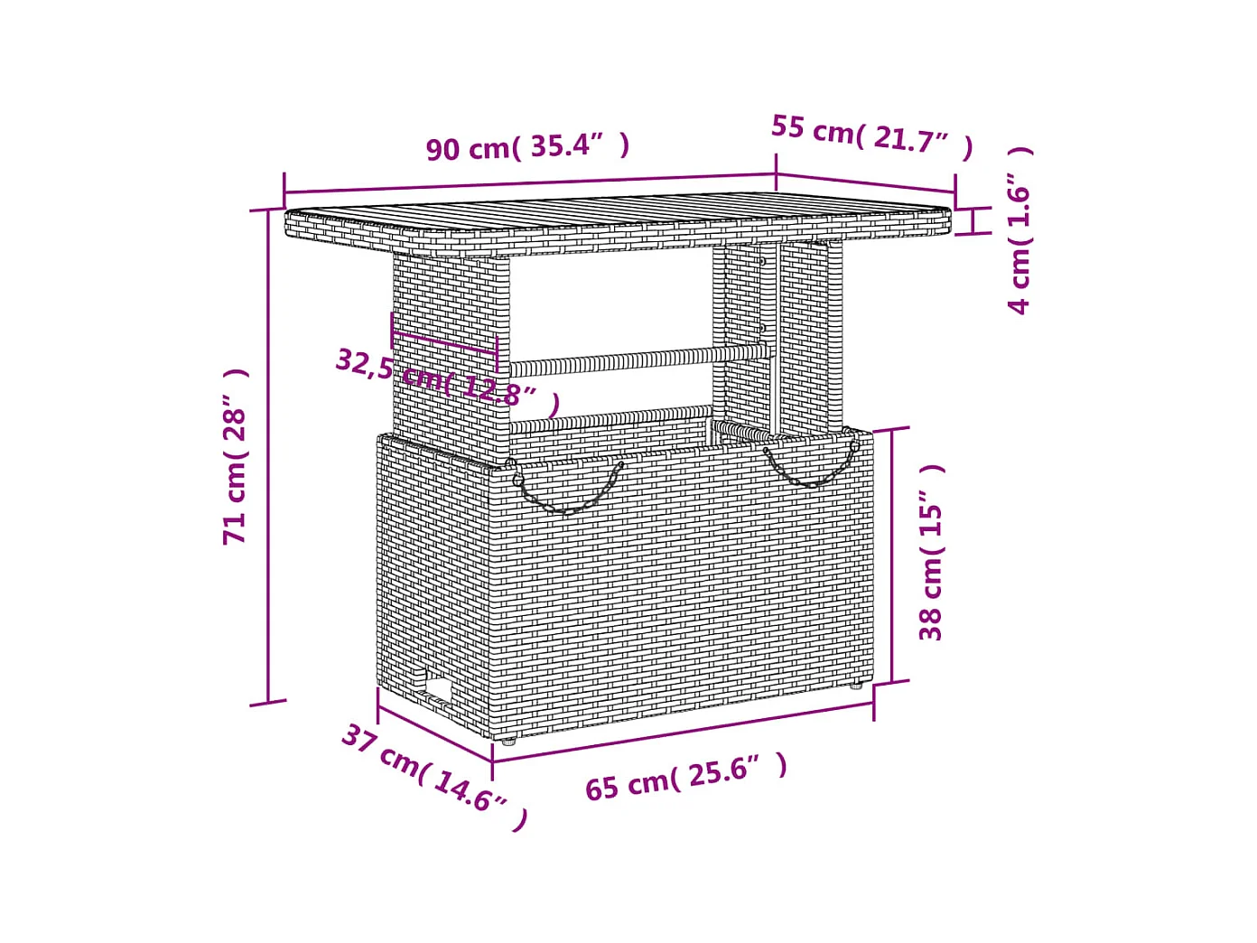 4-delige Tuinset met kussens poly rattan beige