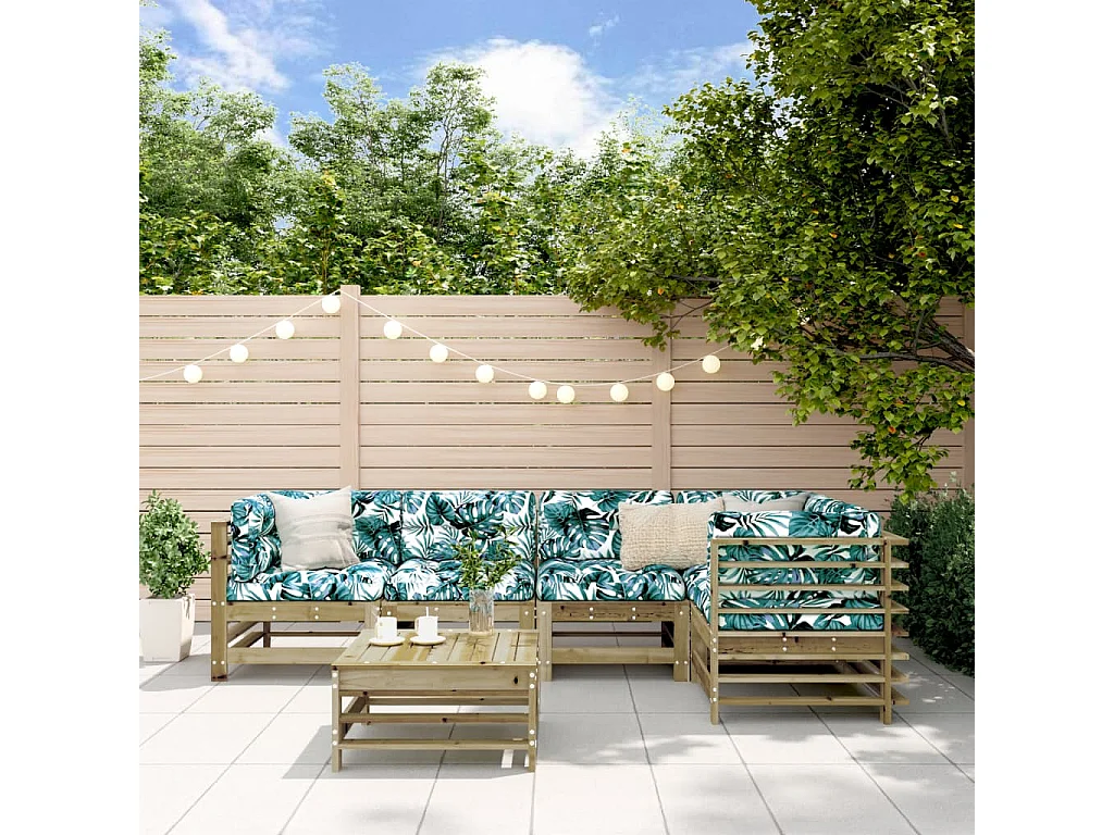 Salon de jardin 6 pcs bois de pin imprégné