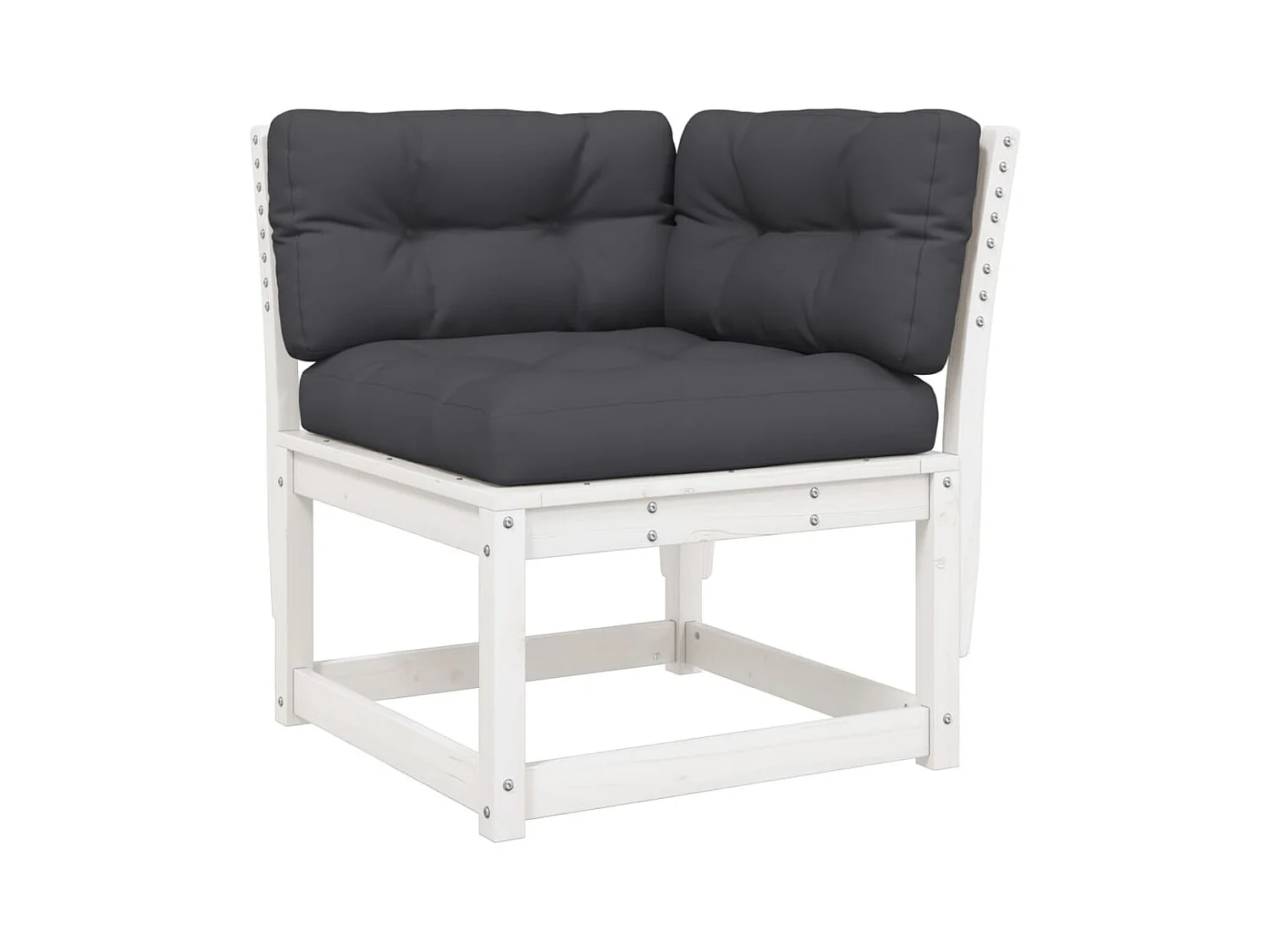 5-delige Loungeset met kussens massief grenenhout wit