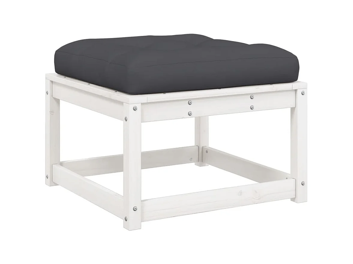 5-delige Loungeset met kussens massief grenenhout wit