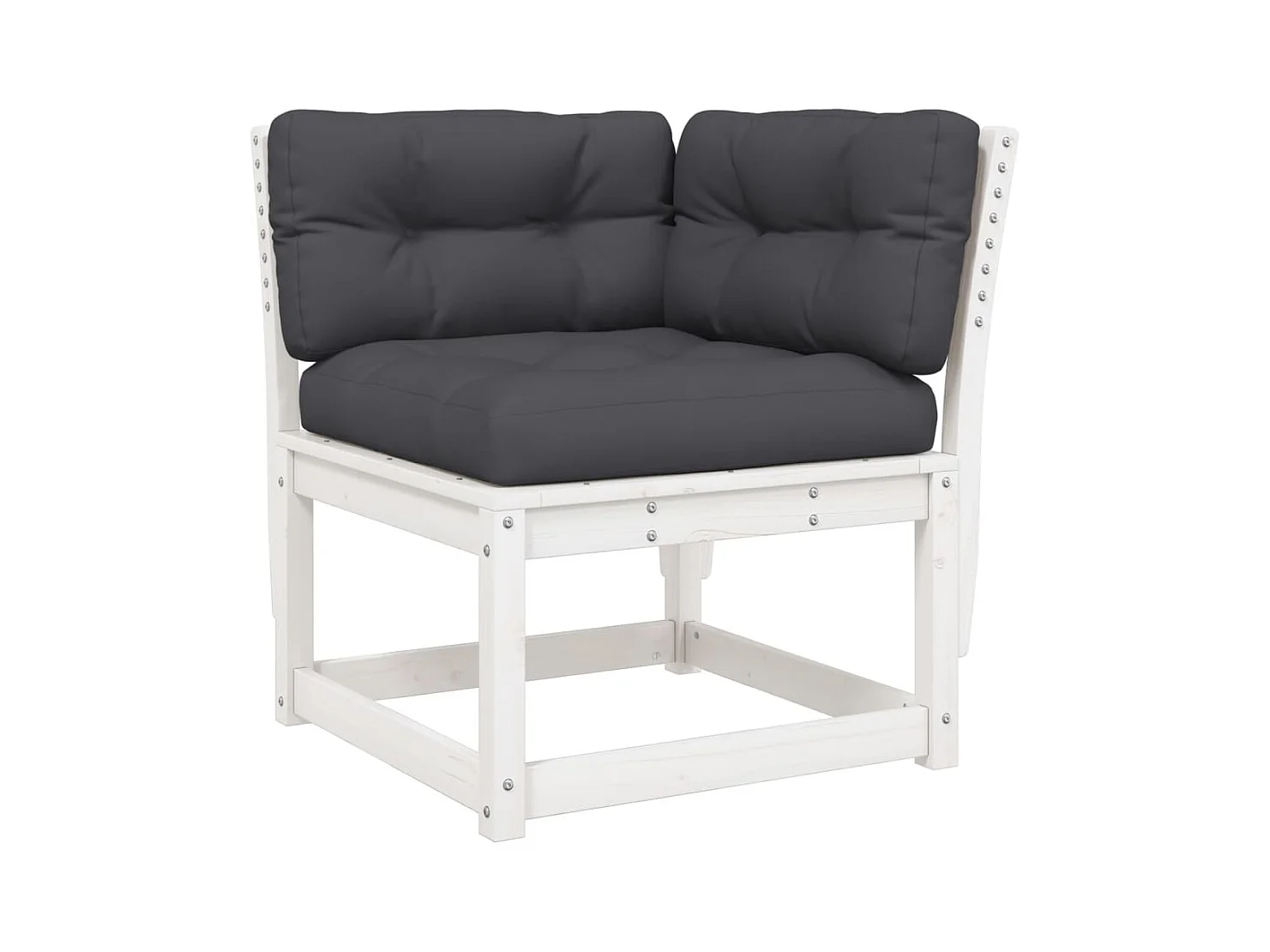 5-delige Loungeset met kussens massief grenenhout wit