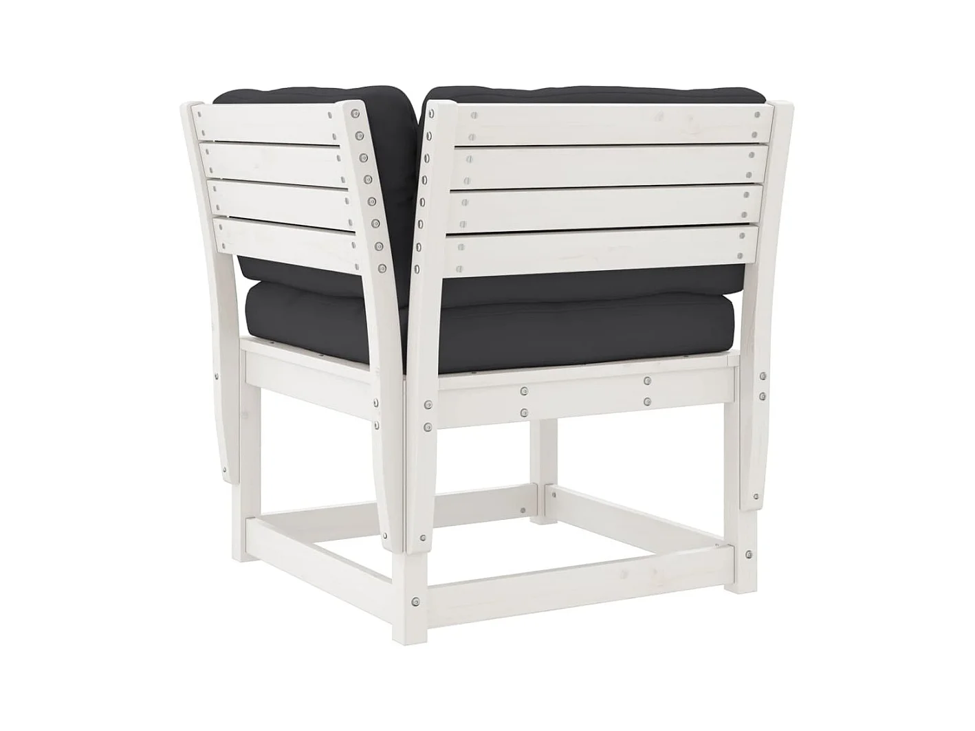 5-delige Loungeset met kussens massief grenenhout wit