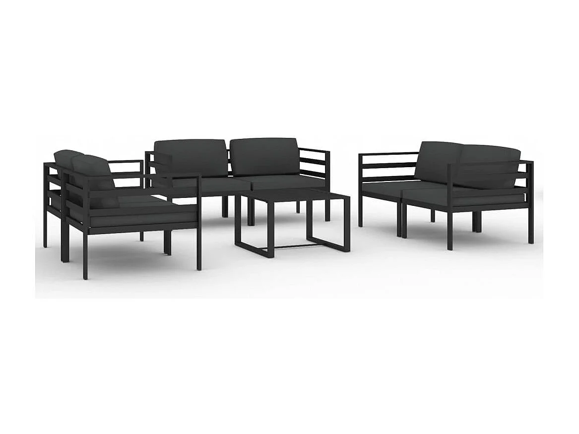 Salon de jardin 7 pcs avec coussins Aluminium Anthracite