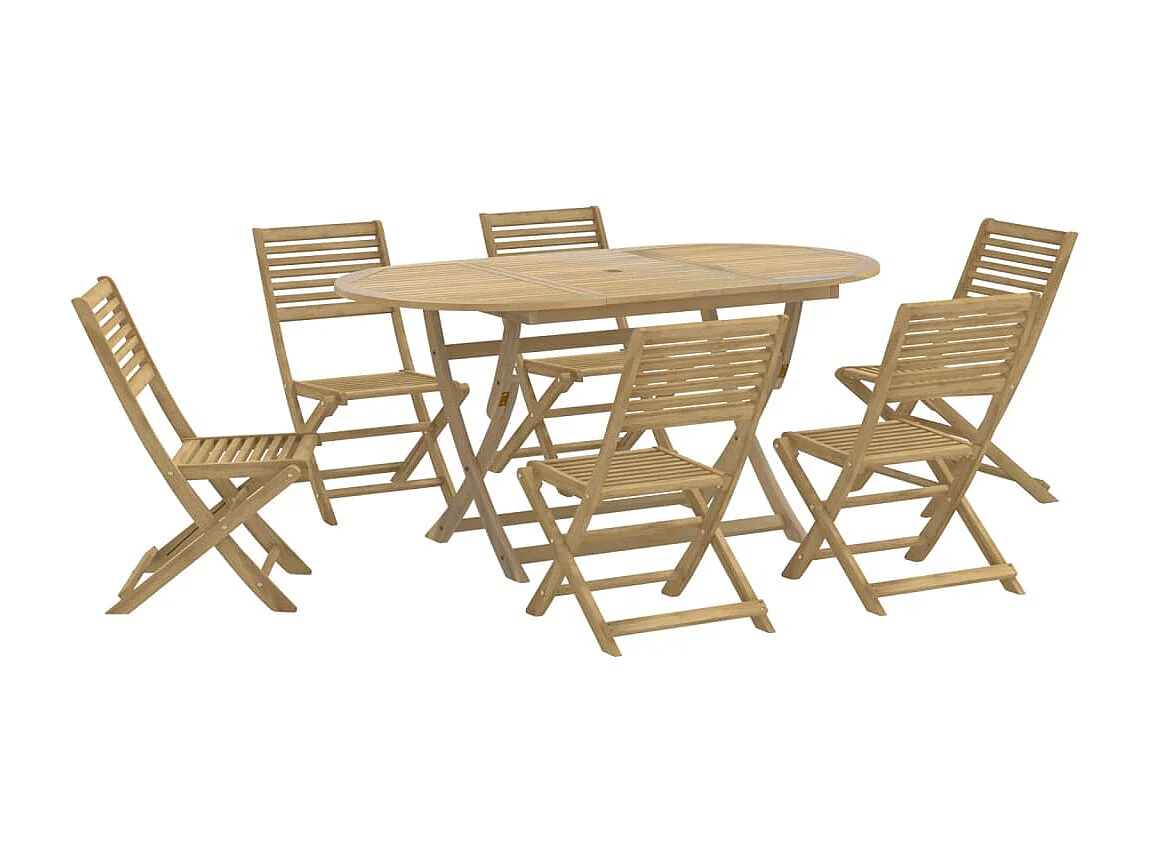 Ensemble à manger de jardin 7 pcs Bois d'acacia solide
