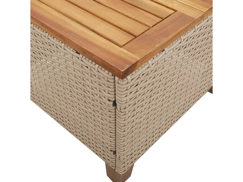 Ensemble de bistro 3 pcs coussins beige résine tressée acacia