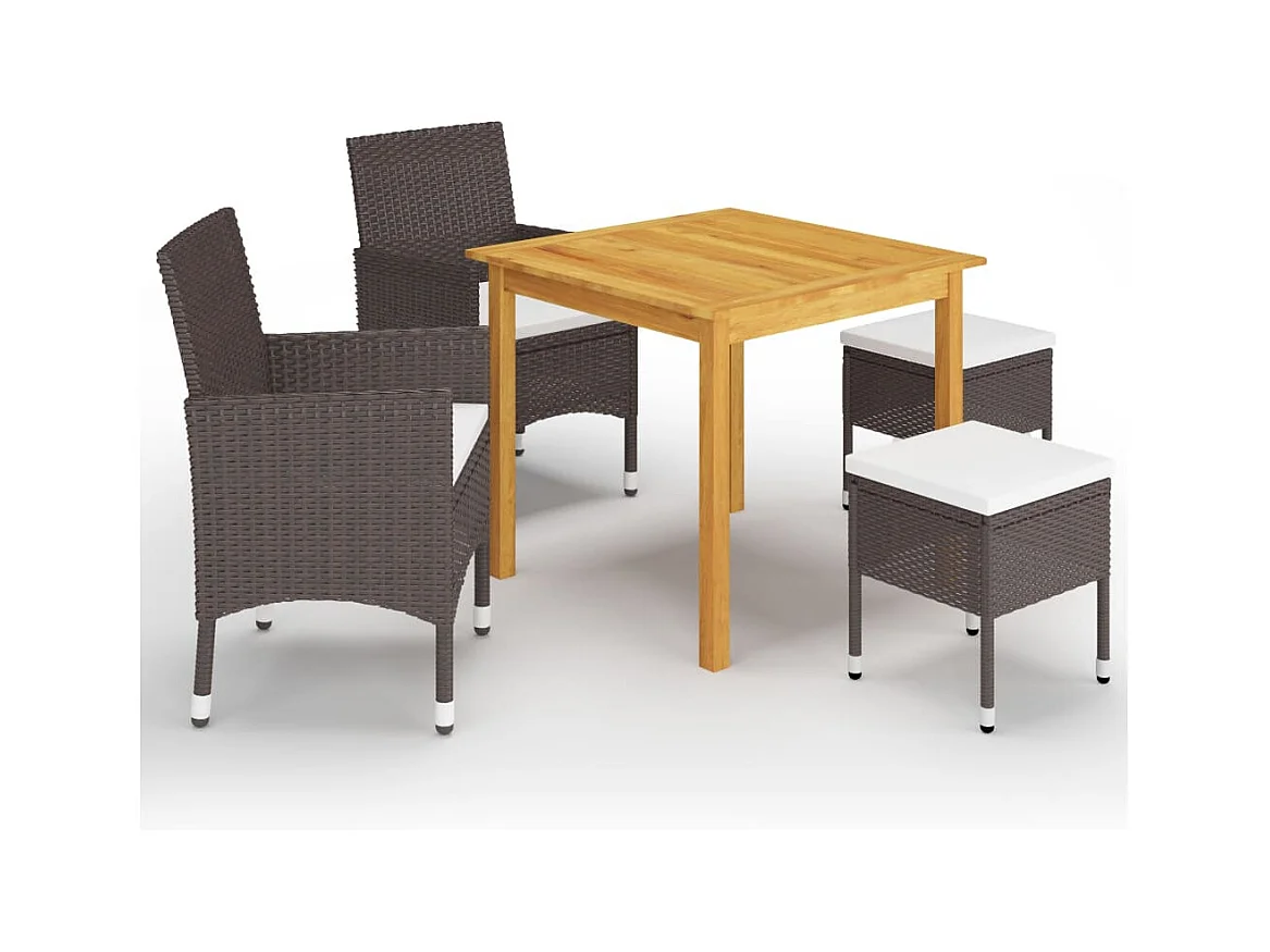 Ensemble à manger de jardin 5 pcs Marron