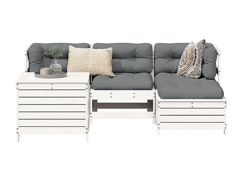 Set Salotto da Giardino 5 pz Bianco in Legno Massello di Pino