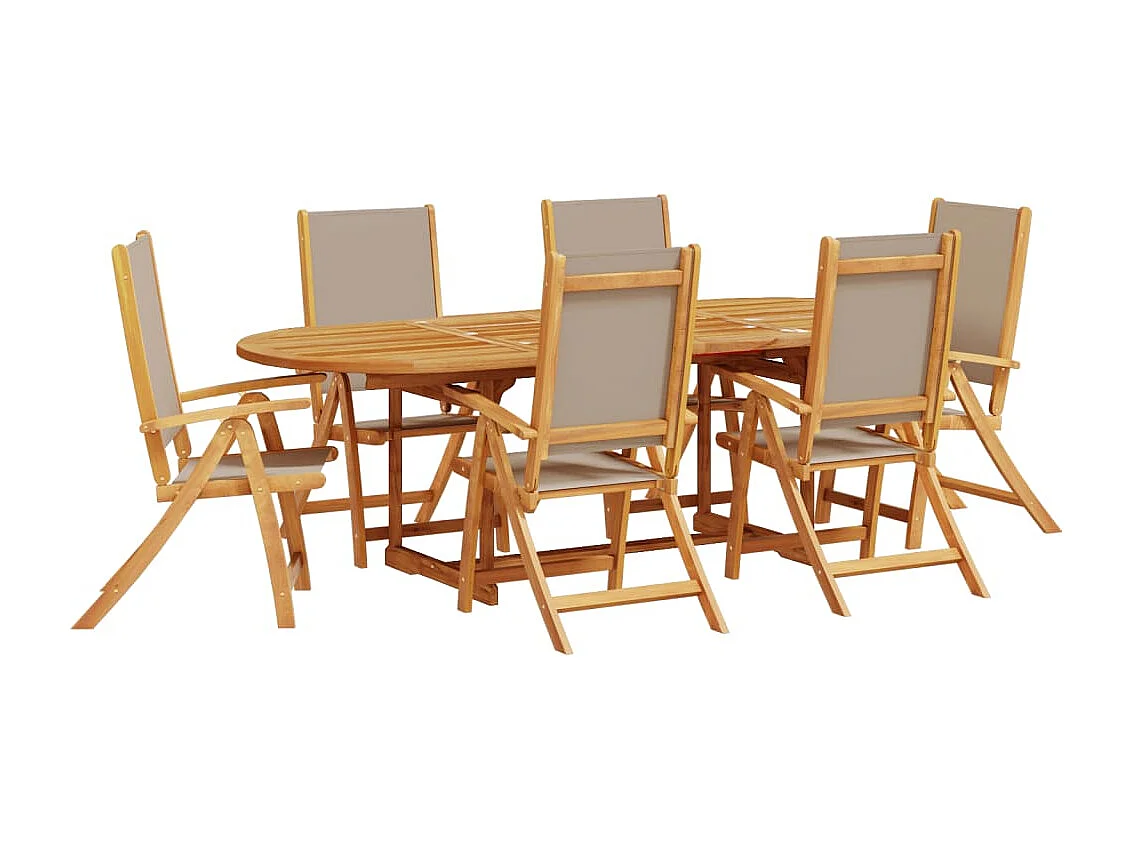 Ensemble à Manger de jardin 7pcs bois d'acacia solide textilène