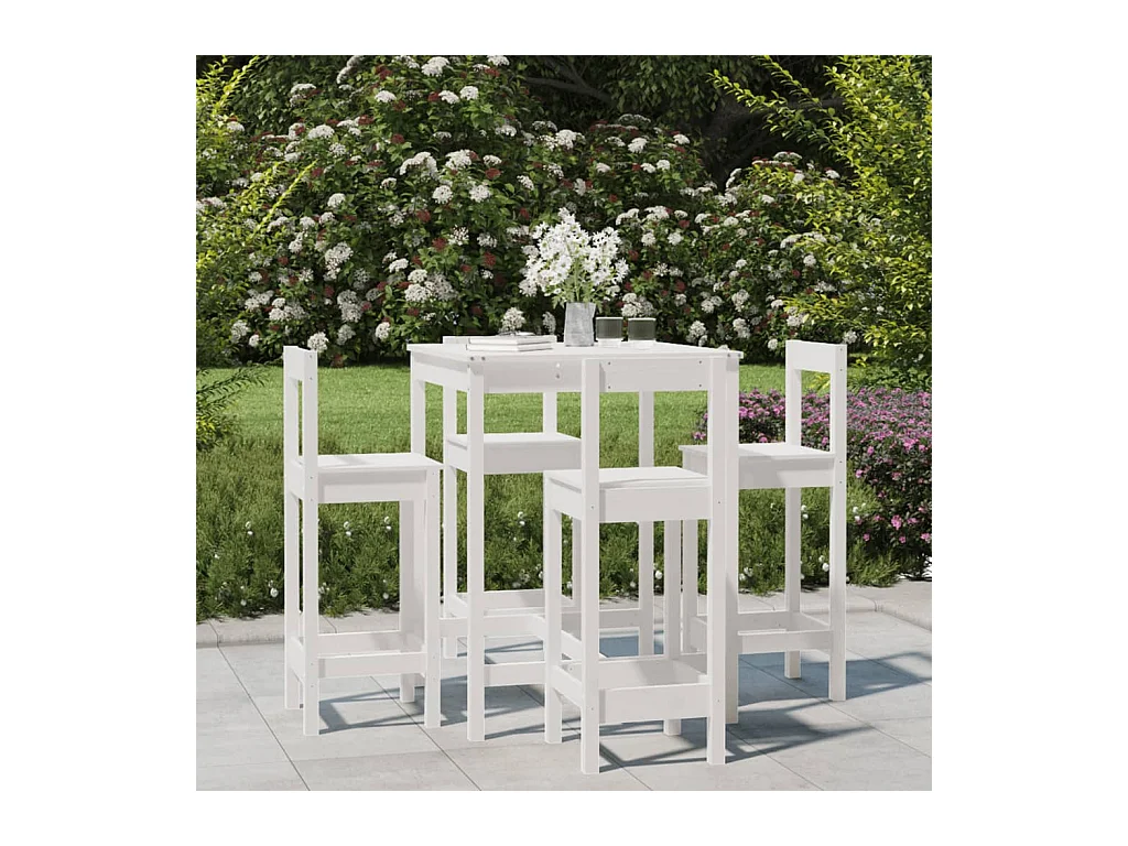 Ensemble de bar de jardin 5 pcs blanc bois massif de pin
