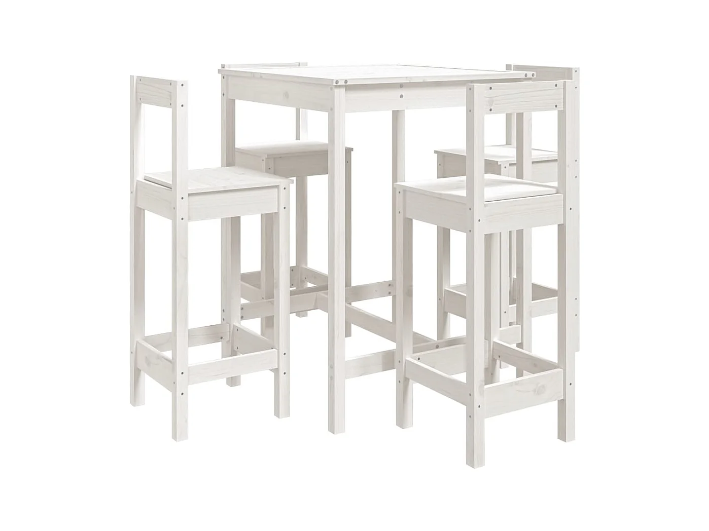 Ensemble de bar de jardin 5 pcs blanc bois massif de pin