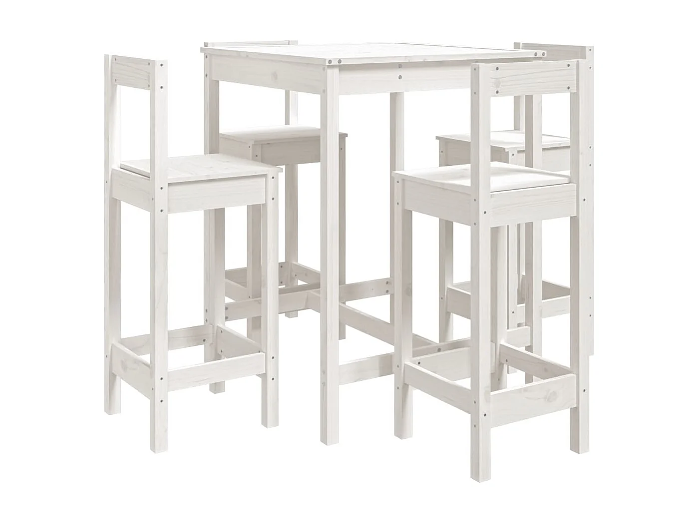 Ensemble de bar de jardin 5 pcs blanc bois massif de pin
