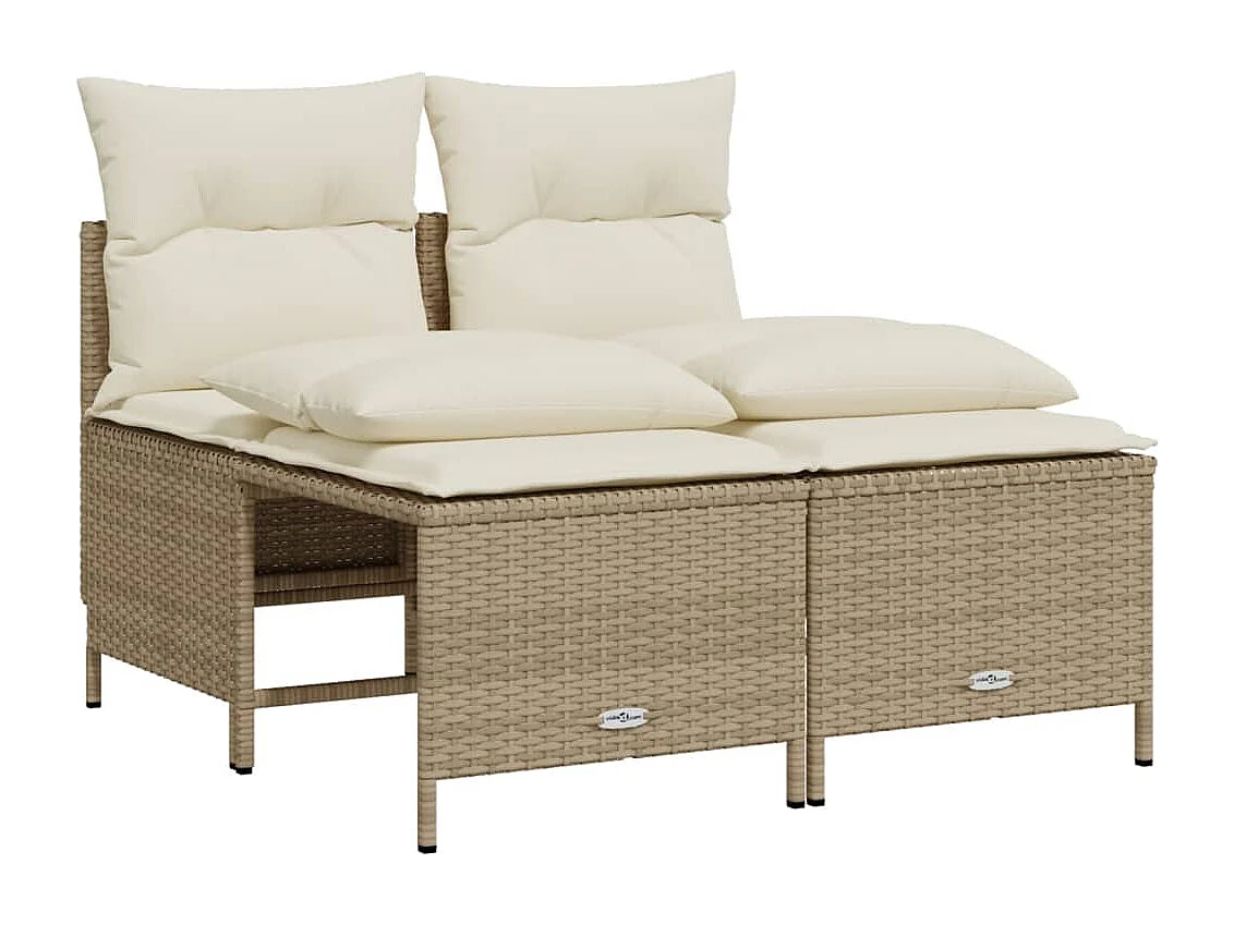 Salon de jardin avec coussins 5 pcs beige résine tressée