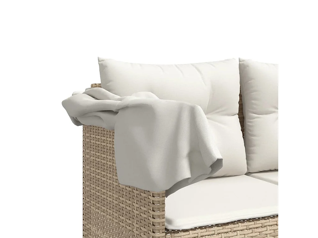 Salon de jardin avec coussins 5 pcs beige résine tressée