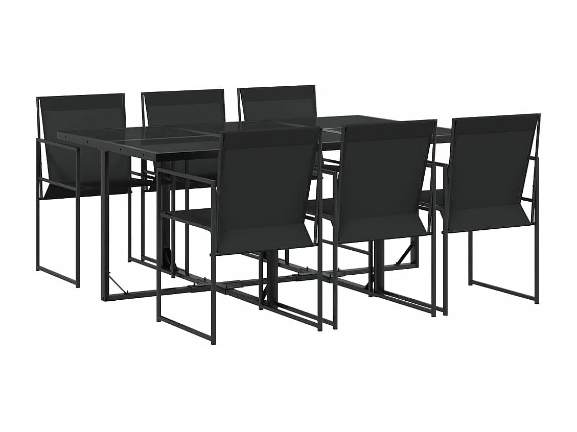 Ensemble à manger de jardin 7 pcs noir textilène