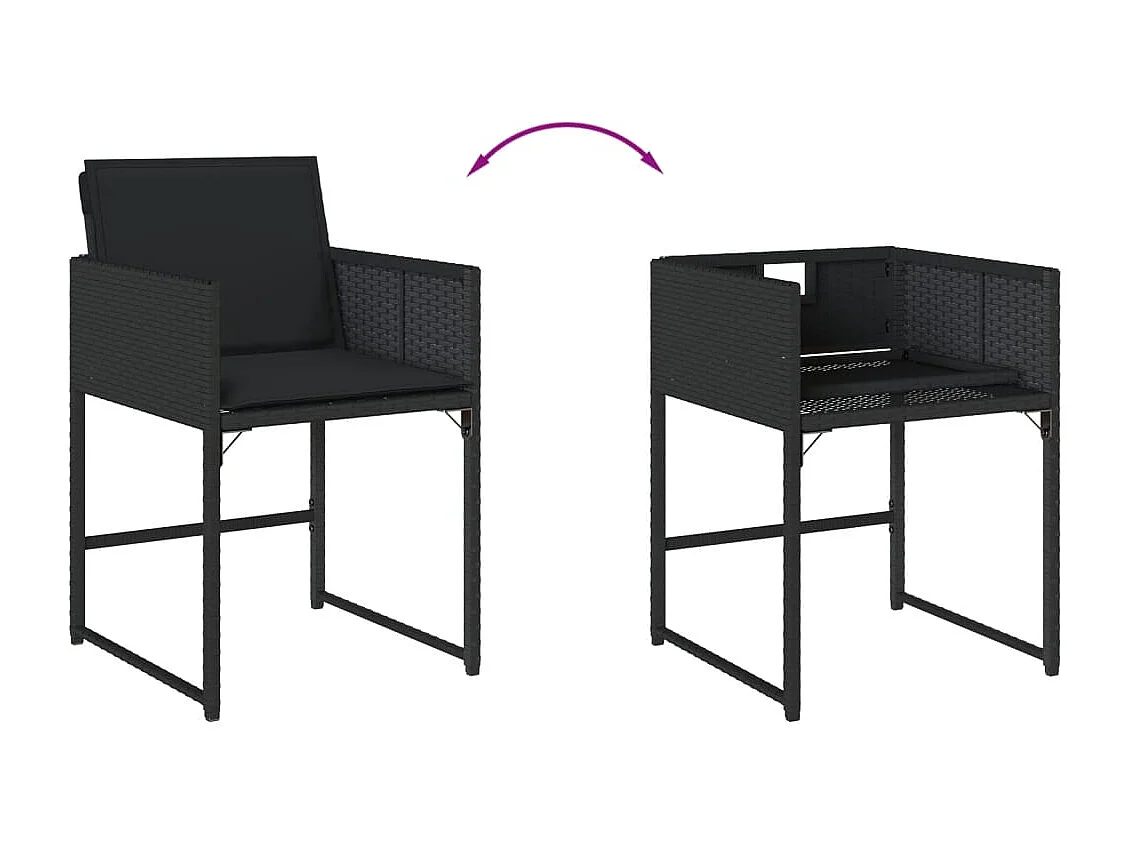 Ensemble à manger de jardin 9pcs coussins noir résine tressée