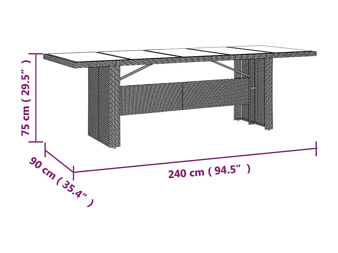 Set comedor de jardín 9 pzas con cojines ratán sintético beige