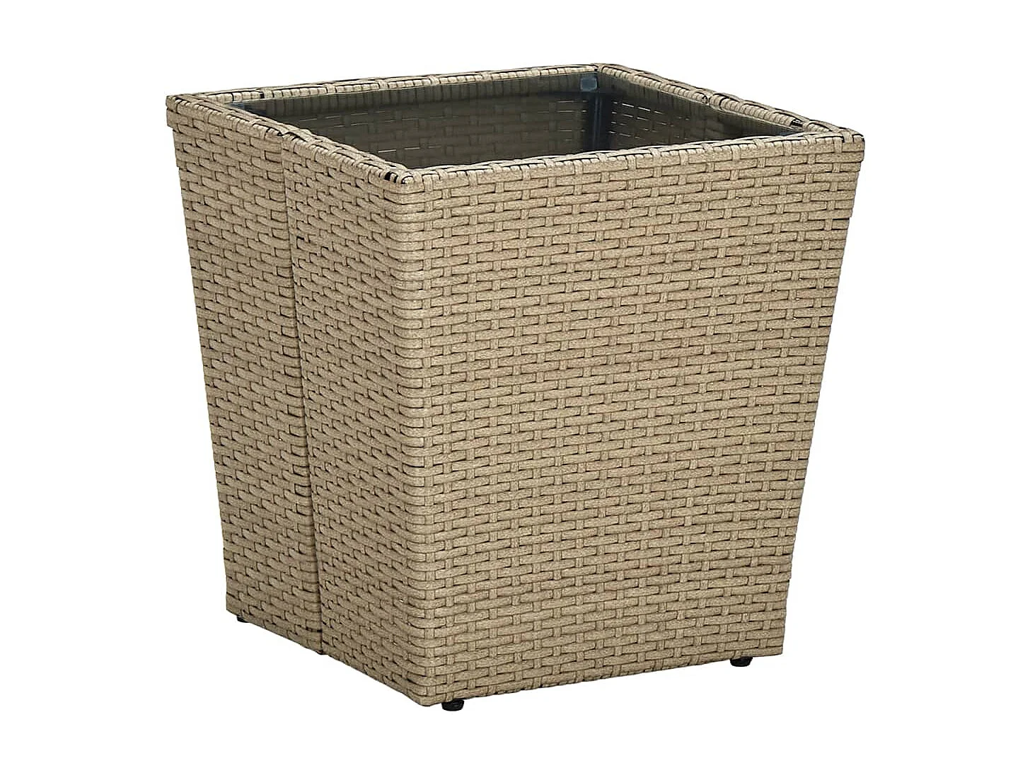 3 pcs conjunto de bistrô com almofadões vime PE/vidro bege