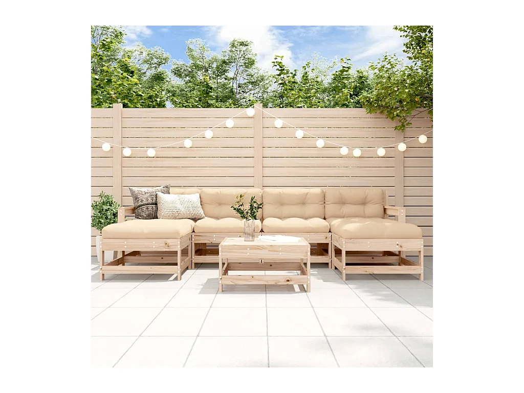 Set Salotto da Giardino 7 pz in Legno Massello di Pino