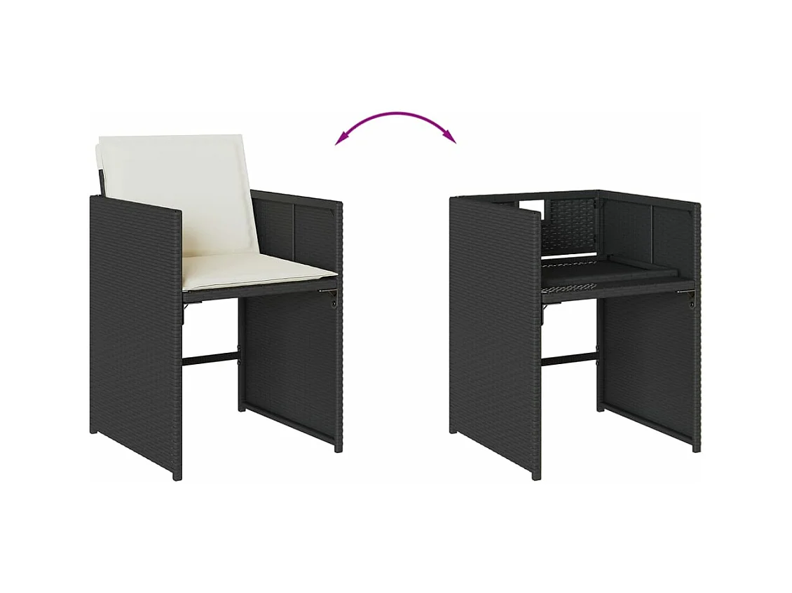 Set de muebles jardín 5 pzas con cojines ratán sintético negro