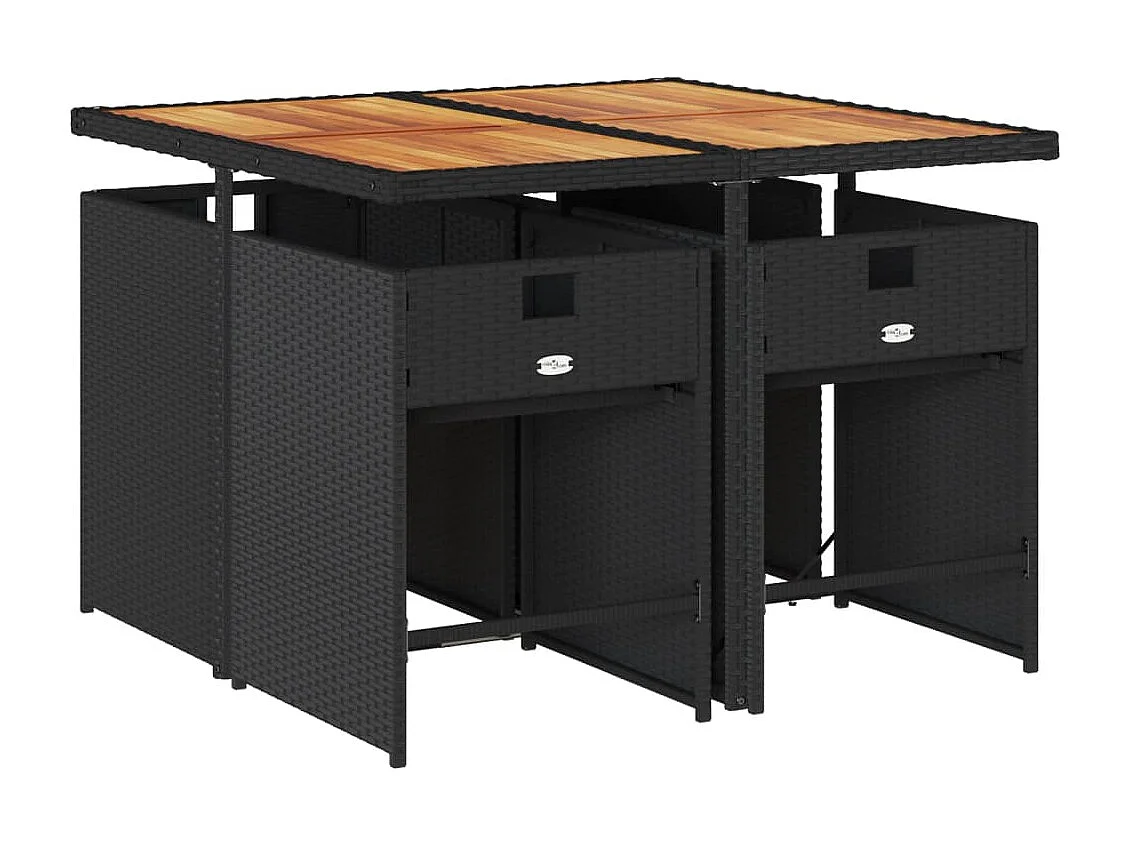 Ensemble à manger de jardin coussins 5pcs Noir Résine tressée