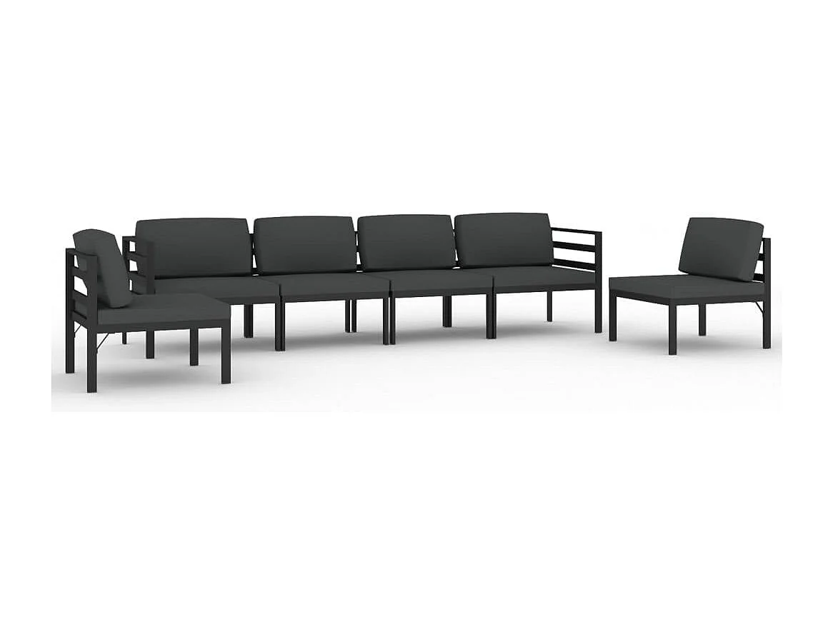 Salon de jardin 6 pcs avec coussins Aluminium Anthracite