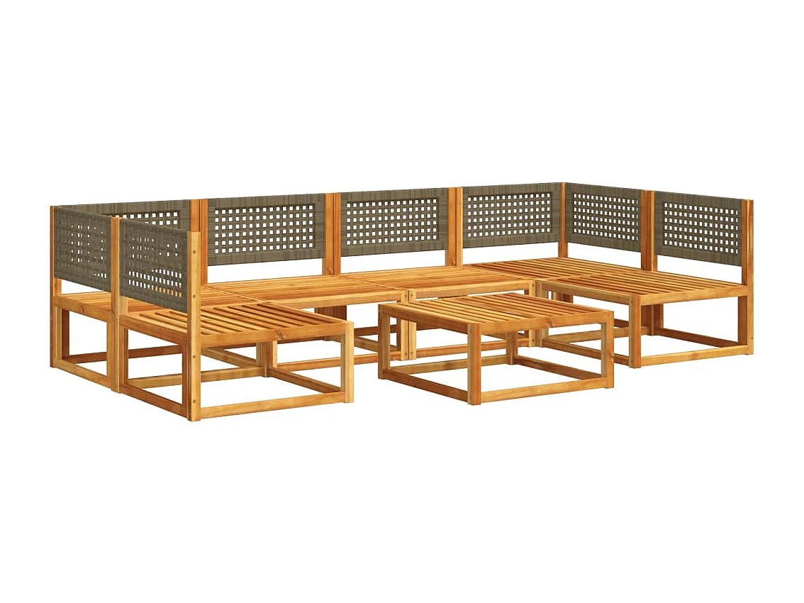 Salon de jardin avec coussins 7 pcs bois massif d'acacia