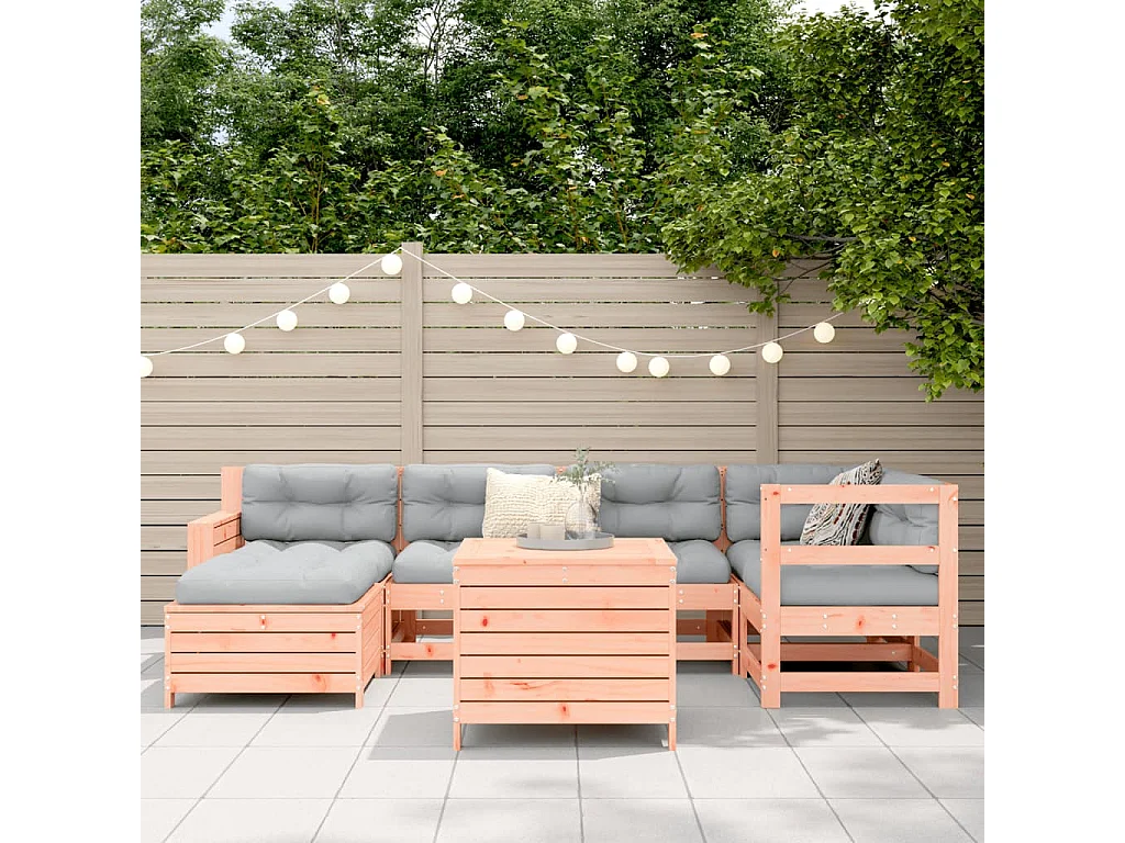 7 pcs conjunto sofás jardim madeira abeto-de-douglas