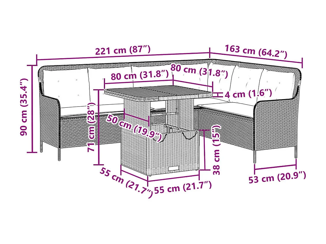 2-tlg. Garten-Sofagarnitur mit Auflagen Schwarz Poly Rattan