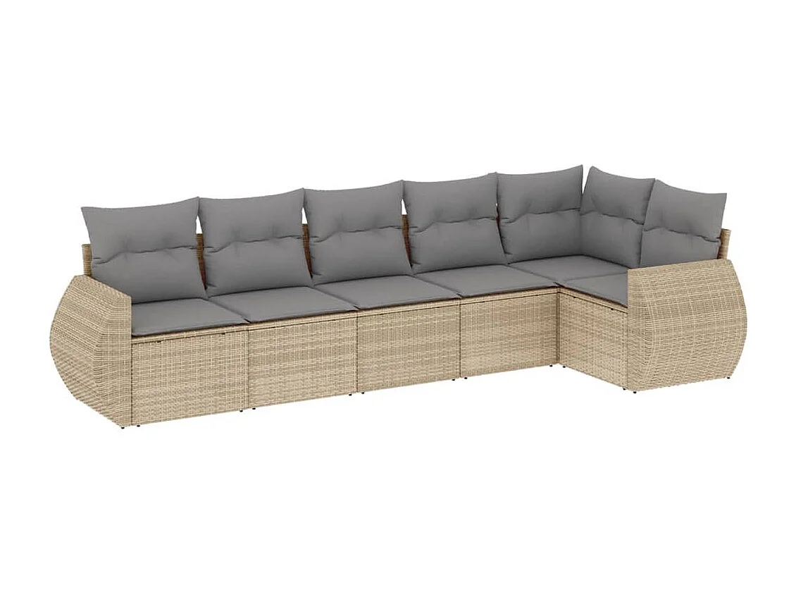 Salon de jardin avec coussins 6 pcs beige résine tressée