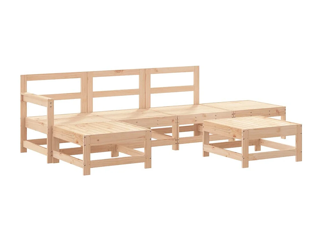 Set Salotto da Giardino 6 pz in Legno Massello di Pino