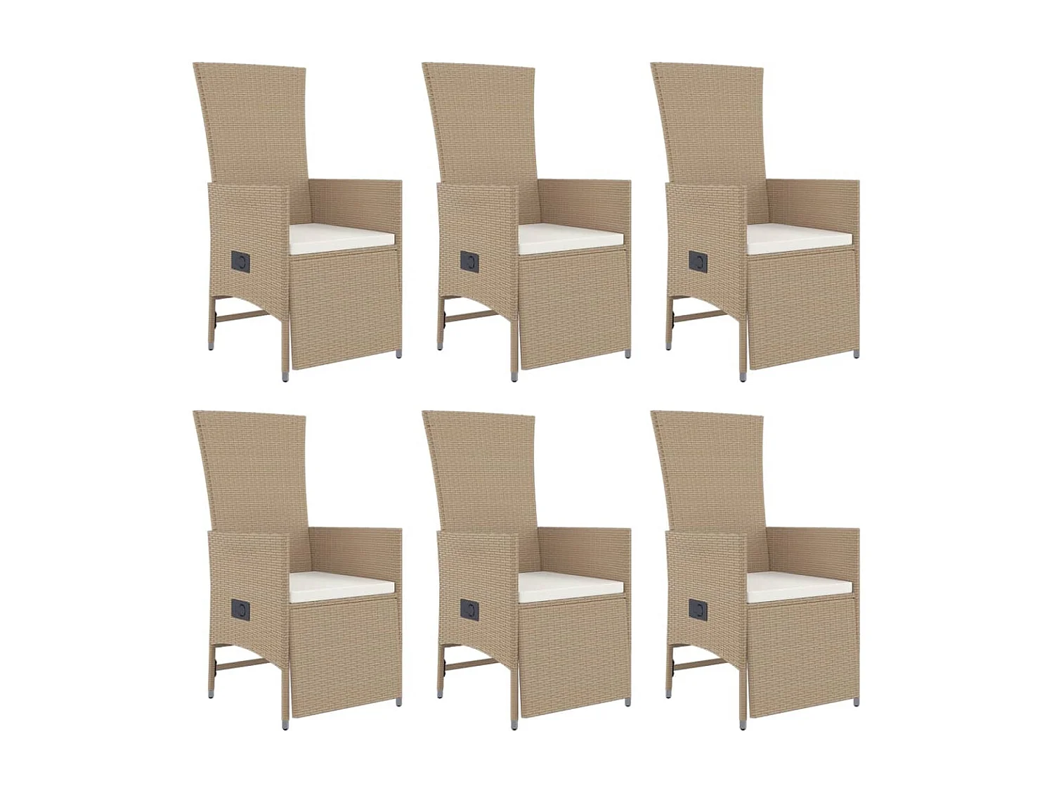 7-tlg. Garten-Essgruppe mit Kissen Beige Poly Rattan