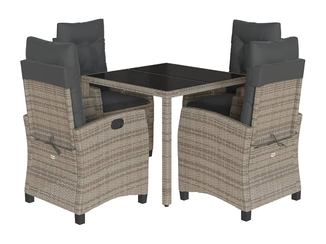 Ensemble à manger de jardin 5 pcs coussins gris résine tressée