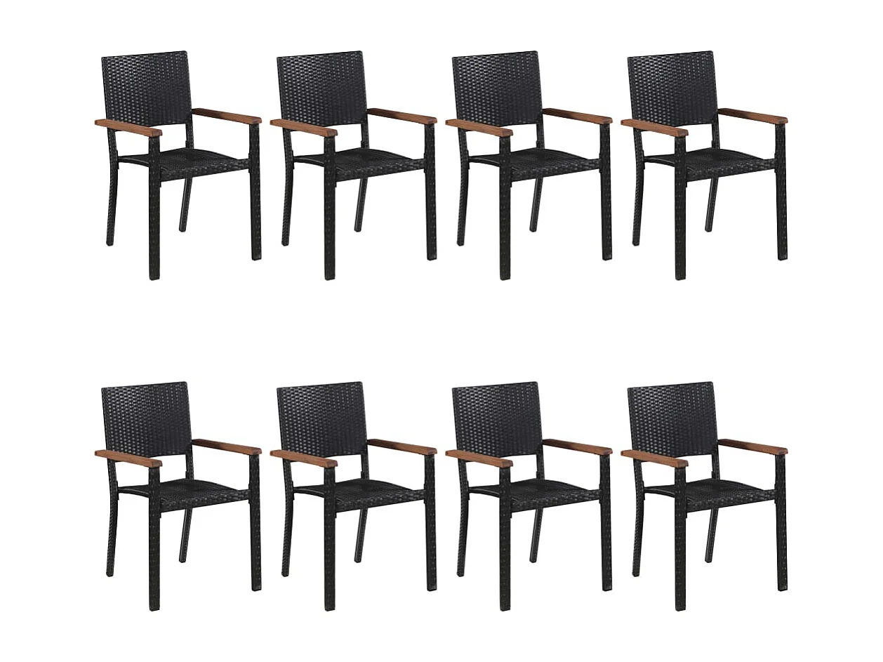 9 pcs conjunto de jantar para jardim preto