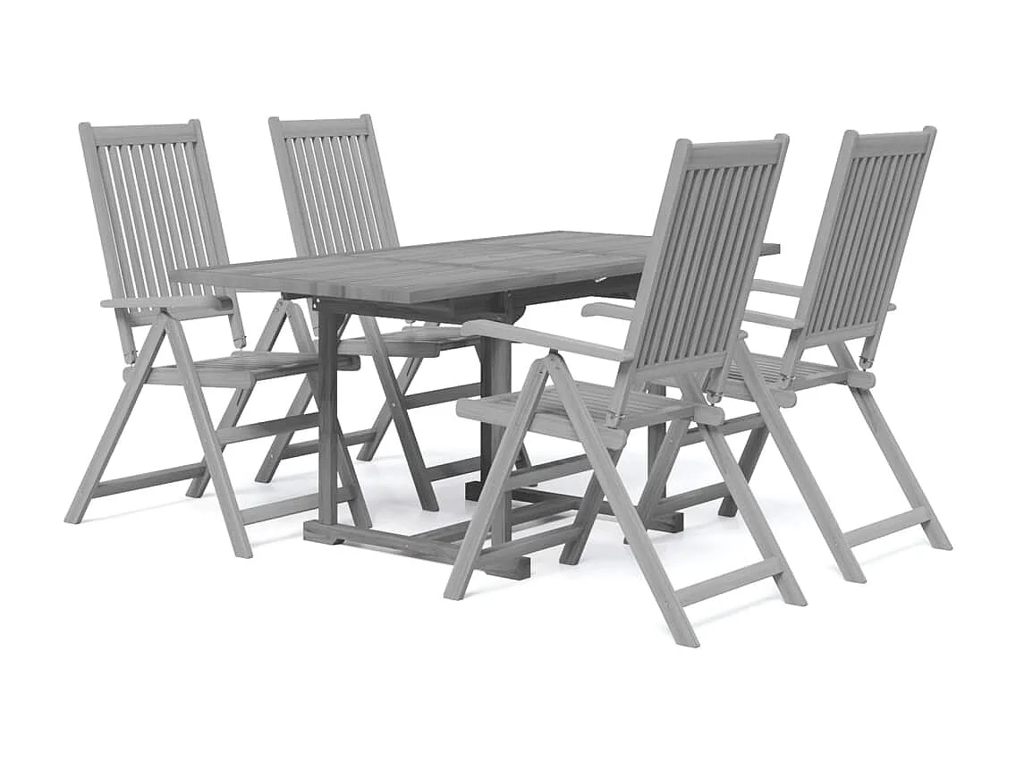 Set da Pranzo per Giardino 5 pz in Legno Massello di Acacia
