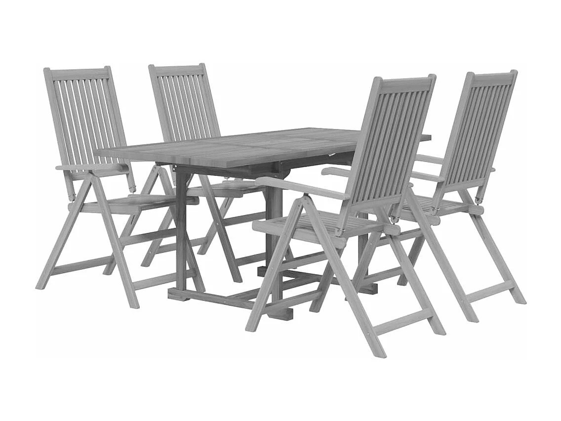 Set da Pranzo per Giardino 5 pz in Legno Massello di Acacia