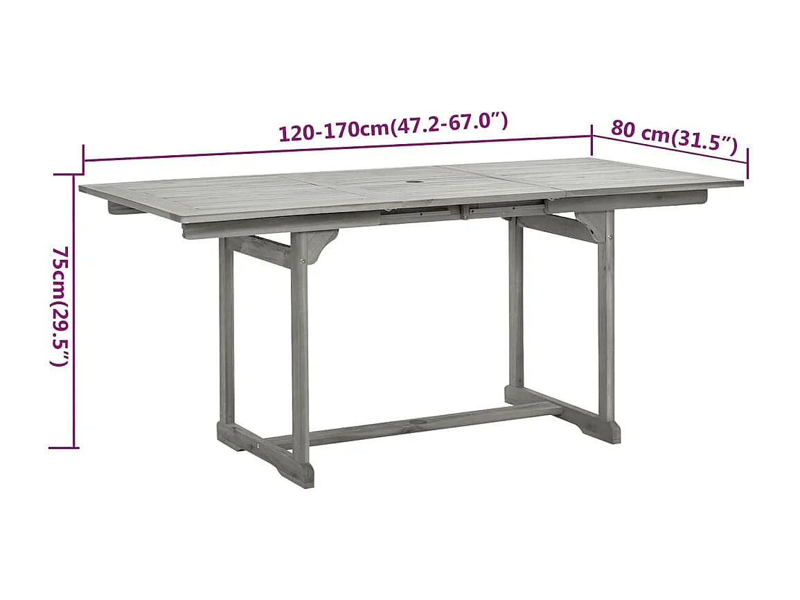 Set da Pranzo per Giardino 5 pz in Legno Massello di Acacia