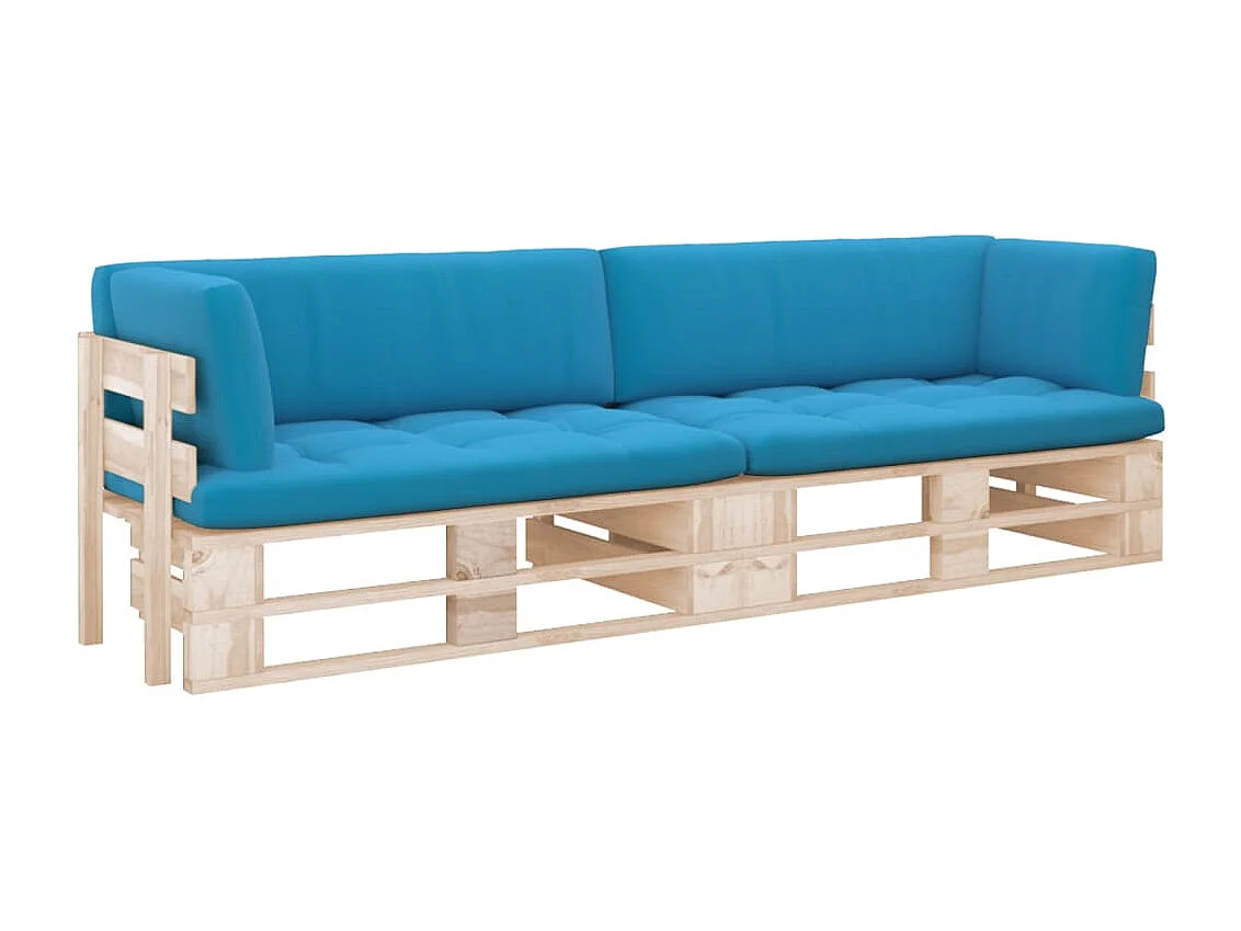 Canapé palette 2 places avec coussins Bois de pin imprégné