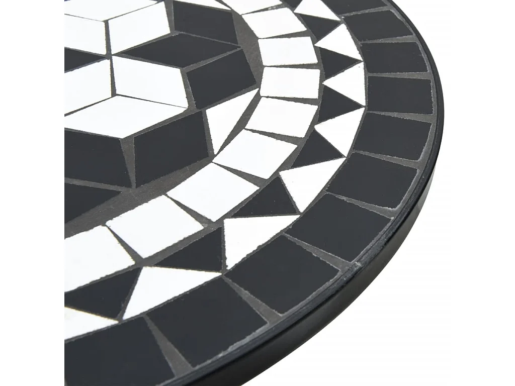 Ensemble de bistro mosaïque noir et blanc fer et céramique