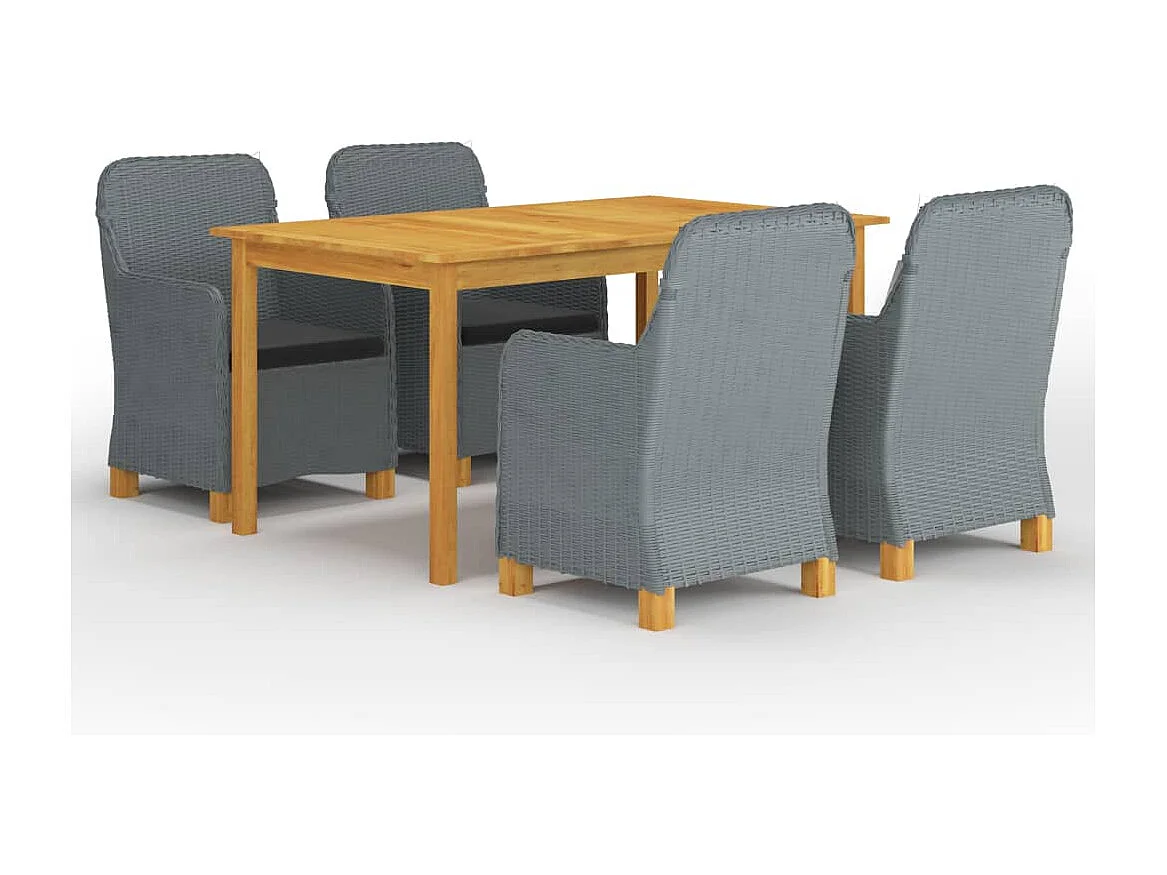 Juego de comedor para jardín de 5 piezas gris claro